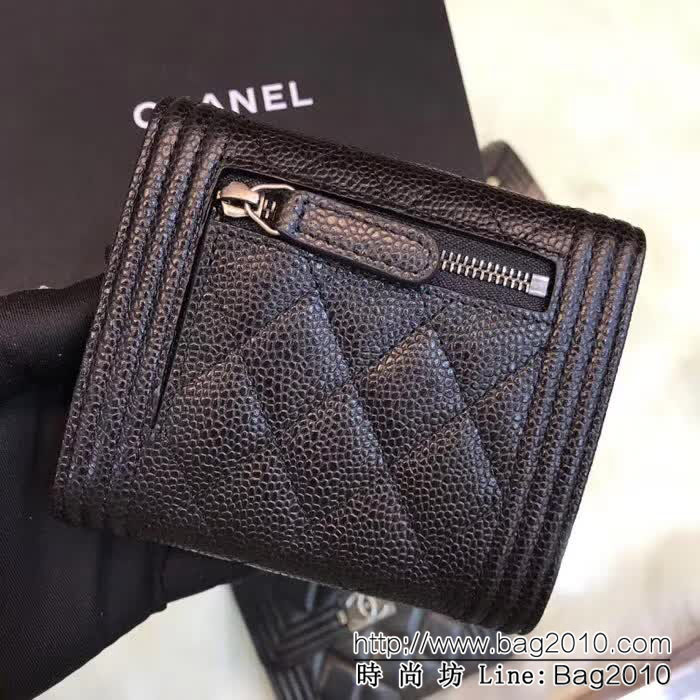 CHANEL香奈兒 經典系列 leboy短三折錢包 荔枝牛皮綾格紋 復古銀扣 80734  DJC3147
